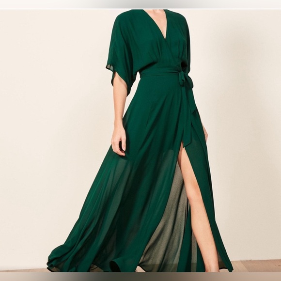 NWT Reformation | Winslow Wrap Dress in Emerald | Size: XS - Picture 2 of 16